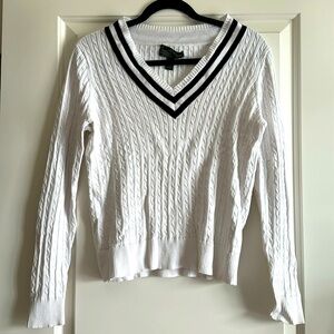 Ralph Lauren Lauren Active Cotton Cable Knit Sweater White Large